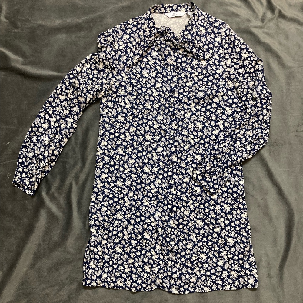 Paris Atelier Scarf Collar Mini Dress with fruit print